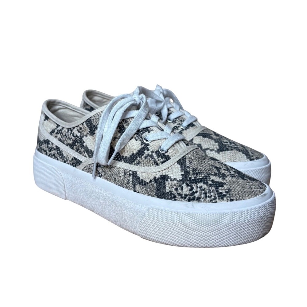 H&M Womens US 10/ 41 Snakeskin Platform Sneakers Lace Up Shoes